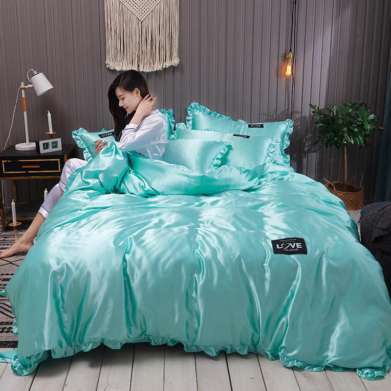 Drap de lit en soie lavée de couleur pure