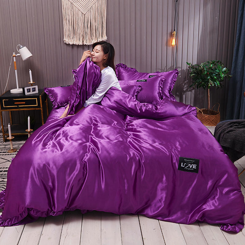 Drap de lit en soie lavée de couleur pure