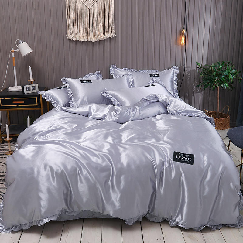Drap de lit en soie lavée de couleur pure