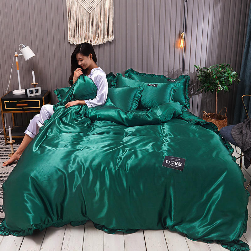 Drap de lit en soie lavée de couleur pure