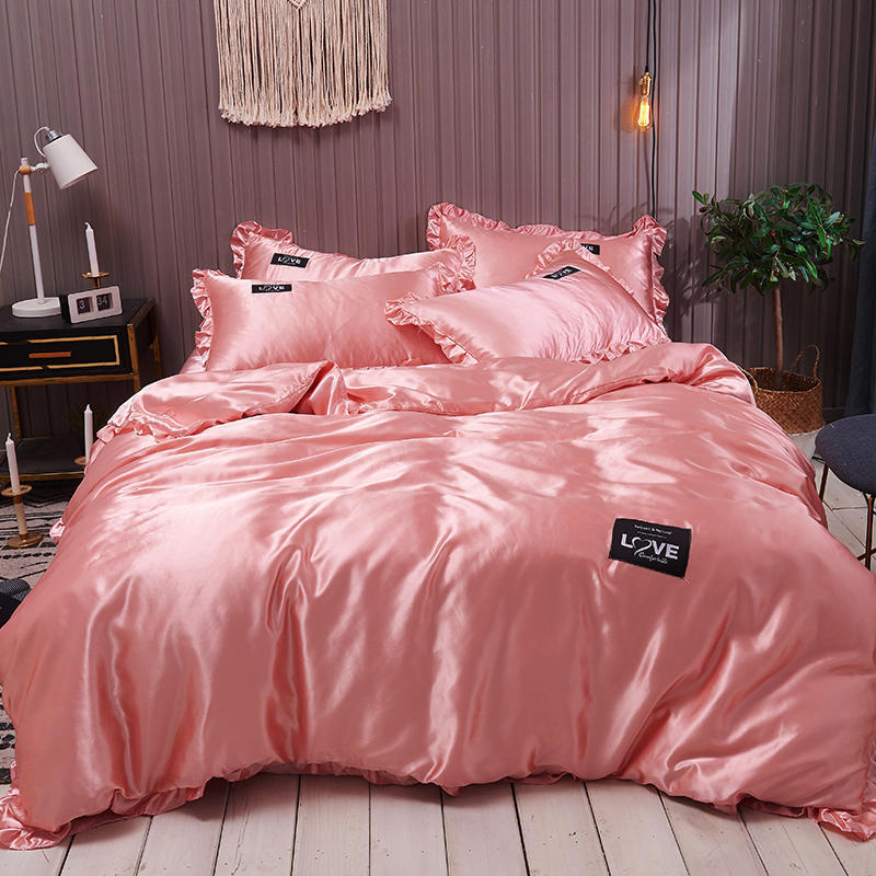 Drap de lit en soie lavée de couleur pure