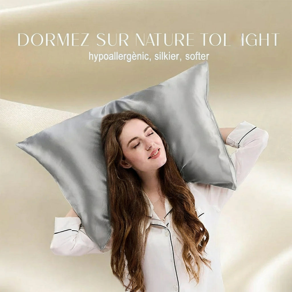 Taie d'oreiller 100 % soie de mûrier naturelle 16 momme