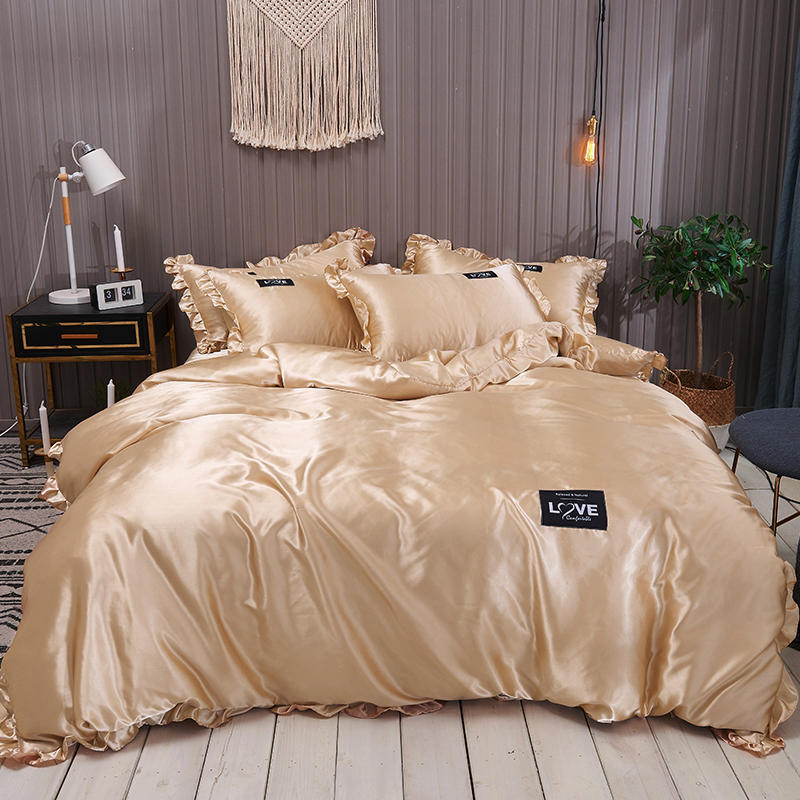 Drap de lit en soie lavée de couleur pure