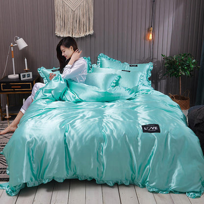 Drap de lit en soie lavée de couleur pure