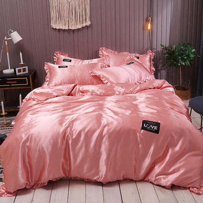 Drap de lit en soie lavée de couleur pure