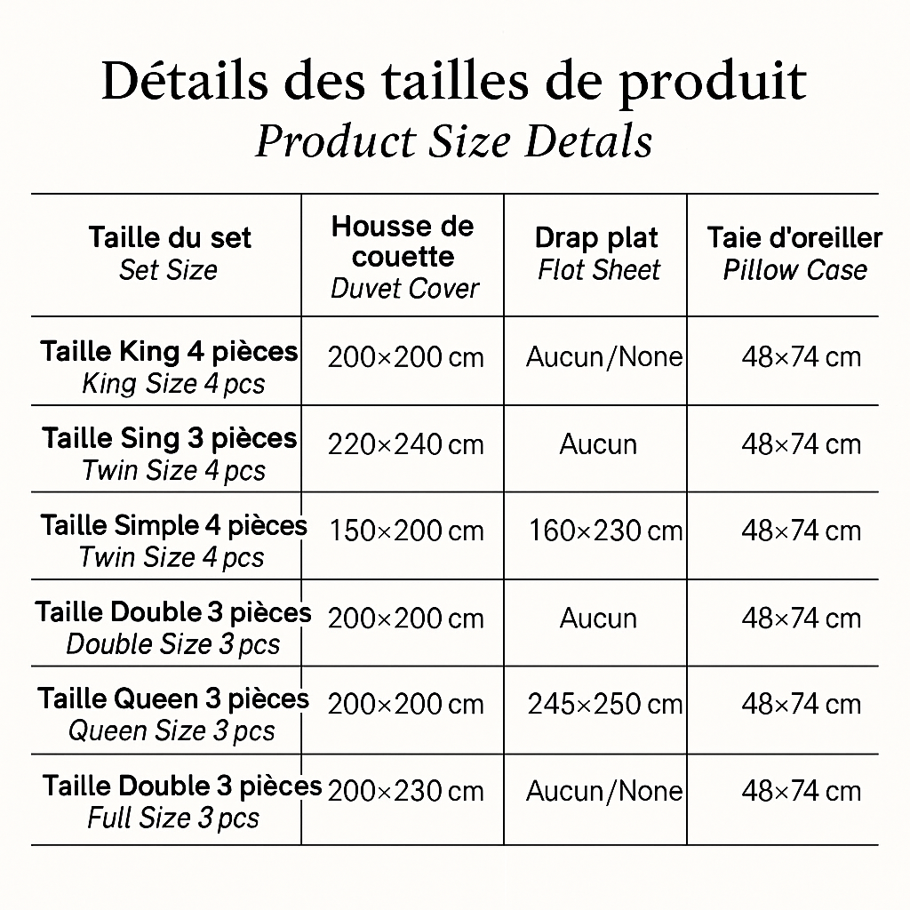 Parure de lit en soie de mûrier 22 momme