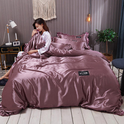 Drap de lit en soie lavée de couleur pure