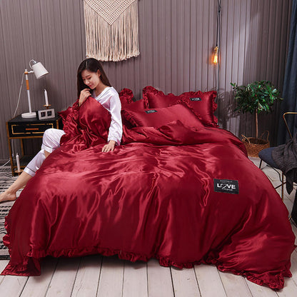 Drap de lit en soie lavée de couleur pure